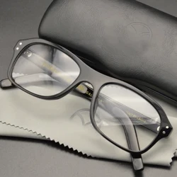 Kingsman Glasögonbåge med fodral Retro Handgjorda Acetate Retangle Glasögon för män Kingsman Agent Eggsy Glasses
