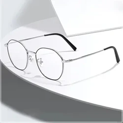 Metal Round Anti Blue Light Kacamata Wanita Pria Klasik Square Kacamata Frame Kacamata Komputer Transparan Oculos Feminino