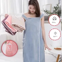 Jupe de bain en velours corail, douce, absorbante, épaisse, avec bordure, pour femmes adultes, enveloppée sur la poitrine, serviette de bain portable, 2024