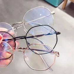 Thời Trang Hàn Quốc Chống Ánh Sáng Xanh Mắt Kính Tròn Siêu Nhẹ Gọng Kim Loại Kiến Mệt Mỏi Nữ Vintage Bảo Vệ Mắt Đồng Bằng Kính Đeo Mắt