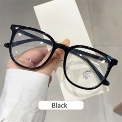 Retro Square Brëll Ultra-Liicht Transparent Frame Brëll Anti-blo Liicht Flaach Brëller Koreanesch Populär Dekoratioun Brëller
