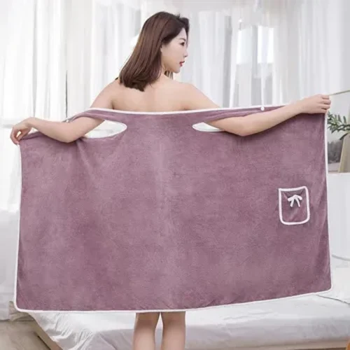 2024 Váy tắm Velvet Váy mềm hấp thụ dày với áo choàng dành cho phụ nữ trưởng thành