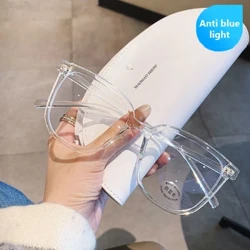 Armação quadrada transparente anti-azul óculos de luz moda retro masculino feminino computador jogos proteção para os olhos clássico simples óculos