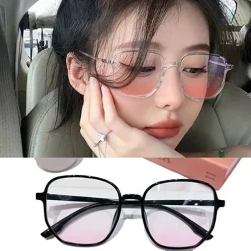 2024 Nye koreanske overdimensionerede Gradual-solbriller Pink Powder Blusher-briller Mode Computer Goggle Dame Blåt Lys Blokering