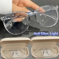 Bingkai Kacamata Komputer Transparan Besar Wanita Pria Anti Biru Cahya Bulat Kacamata Pemblokiran Kacamata Kacamata Tontonan Optik