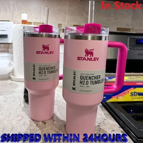 Stanley Tumbler 40oz Cốc xe hơi bằng thép không gỉ có tay cầm Ống hút Tường đôi giữ nhiệt Đá du lịch Cốc cà phê cách nhiệt chân không