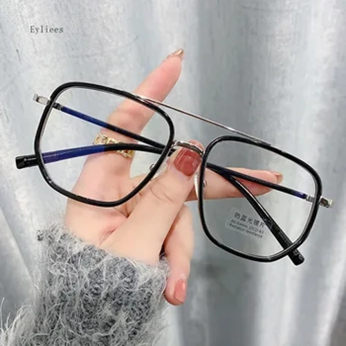 Chống Ánh Sáng Xanh Kim Loại Mắt Kính Tròn Nam Nữ Vuông Cổ Điển Kính Mắt Gọng Kính Trong Suốt Máy Tính Kính Oculos Feminino