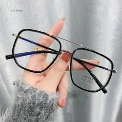 Gwrth Glas Golau Metel Sbectol Rownd Merched Dynion Classic Sgwâr Eyeglasses Fframiau Fframiau Tryloyw Cyfrifiadur Sbectol Oculos Feminino