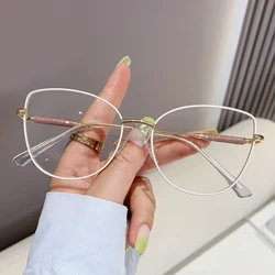 New Cat Eye Metal Brëll Frame Computer Goggles Fashion Women's Anti Blue Light Brëller Support Customized Optical Brëller