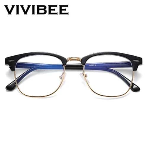 VIVIBEE Vintage Anti Mavi Işık Engelleme Gözlük Erkekler Kare Ray Filtre Kadın Oyun Gözlük Siyah Çerçeveler Bilgisayar Gözlük