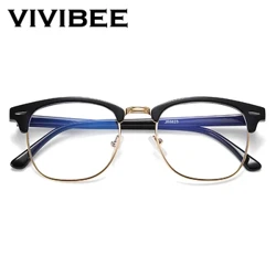 VIVIBEE Vintage Anti Mavi Işık Engelleme Gözlük Erkekler Kare Ray Filtre Kadın Oyun Gözlük Siyah Çerçeveler Bilgisayar Gözlük
