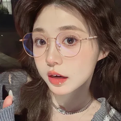 Korea Fashion Logam Anti-Blue Light Blocking Kacamata Wanita Ultralight Oval Frame Game Komputer Kacamata Kacamata Kacamata Kacamata