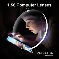 1.56 Anti-Mavi Işın Reçeteli Optik Gözlük Gözlük Lensleri 1 Çift Rx-mümkün Lens Gözlük Çerçevesi ile Ücretsiz Montaj