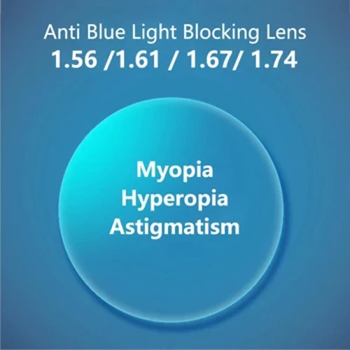 Ard-sainmhíniú Frithghorm Solas Blocáil Lionsaí Myopia Hyperopi 1.56 1.61 1.67 1.74 Lionsa Oideas Optúil Oifige Fir Mná