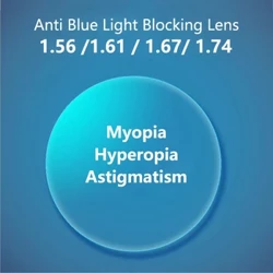 Lentes de bloqueo de luz azul de alta definición para miopía hipermetropía 1,56 1,61 1,67 1,74 lentes graduadas ópticas de oficina para hombres y mujeres