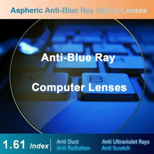 1.61 Anti-Blue Ray Single Vision optiska linser för män och kvinnor Receptbelagda synkorrigeringslinser för digitala enheter