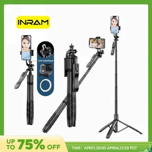 INRAM-L16 Wireless Selfie Stick Tripod Stand Foldable Monopod Para sa Gopro Action Camera Mga Smartphone Balanse Panay Shooting Live