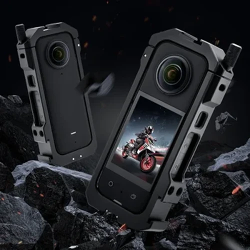 Ikhamera Yezemidlalo Ezezindlu I-Aluminium Alloy Action Ikhava Evikelayo Izesekeli ze-Bayonet Magnetic ze-Insta360 X3