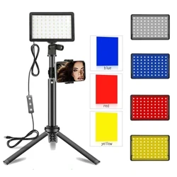 LED Argazkia Bideo Argia Panel Argiztapena Argazki Estudioko Lanpara Kit Zuzeneko Streaming Youbube Filmatzeko, Tripodearen Stand RGB Iragazkiekin