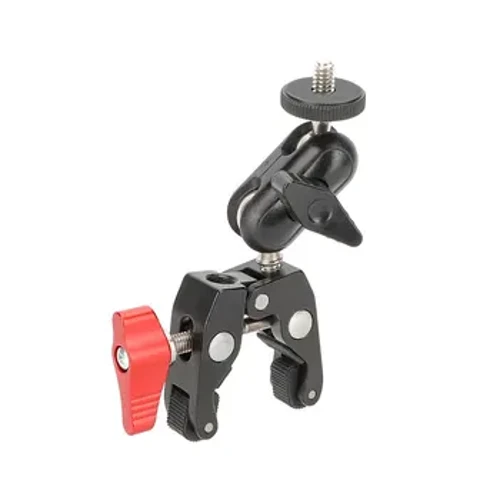 KIMRIG Metal Super Clamp med 360° dobbelt kulehode Magic Arm Clamp med 1/4" 3/8" hull for DSLR-kameraskjerm LED-lysmikrofon