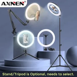 LED Selfie Ring Light Fotografi Video Light, Valgfritt stativstativ, 8/10 tommers RingLight med telefonholder for live streaming