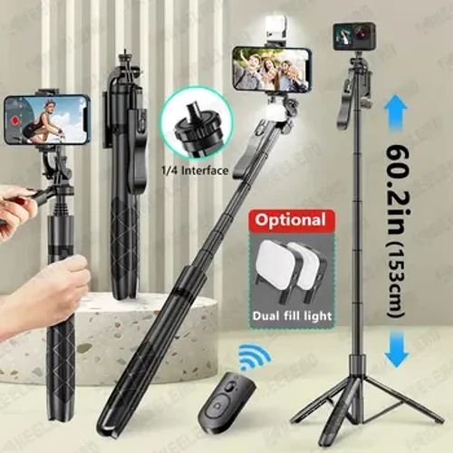 Simsiz selefi taýajyk Tripod L16 1530mm Gopro hereket kameralary üçin bukulýan monopod Smartfonlar iPhone 13 14 Xiaomi
