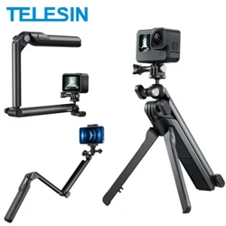 TELESIN 4-vägs Selfie Stick med stativ handgreppsstång för GoPro Hero Insta360 DJI Action Smart Phone Action Kameratillbehör