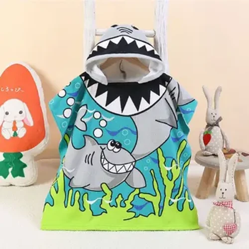 Tywel Hooded Kid 23.62''x35.43'' Bathrobe Cartwn Tywelion Traeth Sychu Cyflym Blanced Tywel Bath i Blant