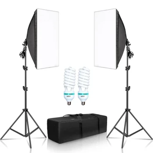 Fotografi 50x70CM Softbox-lyssett Profesjonelt lyssystem med E27 fotografiske pærer Fotostudioutstyr
