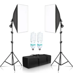 Photography 50x70CM Softbox Lighting Kits Propesyonal na Light System na May E27 Photographic Bulbs Photo Studio Equipment