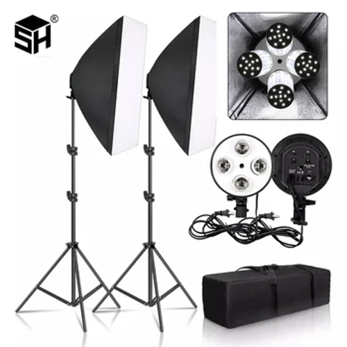 SH 50x70CM Photography Four Lamp Softbox Kit Softbox Lighting Softbox Equipment Soft Box E27 Base for Photo Studio Kit Shooting