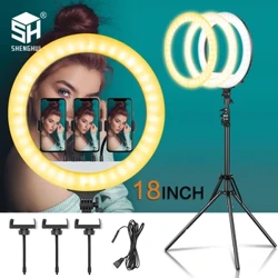 18 Inch LED Ring Light Kit Ring Lamp Photo Light Ring para sa YouTube Makeup Studio Photography Ringlight na may Light Stand
