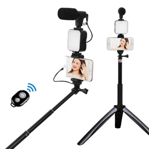 Selfie Fotografie Video Handheld Vlog Stand Stativ Stabilisator Kit LED Liicht Mikrofon Fernauslöser Telefon Kamera Video Record
