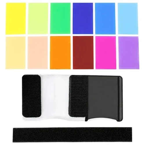 12 Faarwen SLR Kameraen Flash Diffuse Gels Filter Transparent Faarf Balance Beliichtung Filter Kit fir Photo Studio Accessoiren