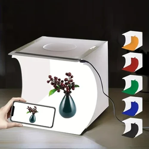 Kit de boîte de tente légère de prise de vue de Photo portative pliante de 7,87 pouces avec 6 couleurs de fond noir, blanc, jaune, rouge, vert, bleu