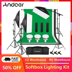 Andoer Studio Photography Light Kit Σετ φωτισμού Softbox με τσάντα μεταφοράς τηλεχειριστηρίου για Studio Live Streaming Εγγραφή βίντεο