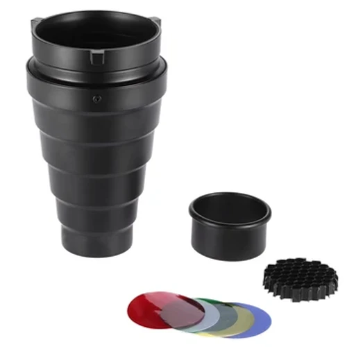 Andoer Metal Konik Snoot Petek Izgara ile 5 adet Renk Filtresi Kiti Bowens Montaj Stüdyosu Strobe Monolight Fotoğraf Flaş