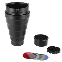 Andoer Kim Loại Hình Nón Snoot Với ​​Lưới Tổ Ong 5 Bộ Lọc Màu Cho Bowens Mount Studio Nhấp Nháy Monolight Chụp Ảnh Đèn Flash