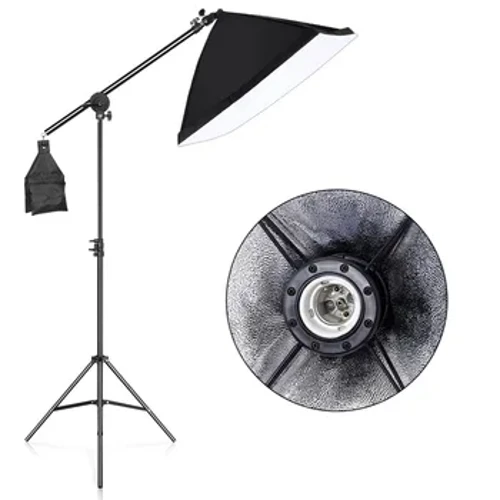 Softbox avec trépied barre transversale bras de flèche Led Kits d'éclairage jaune 50x70CM système d'éclairage continu boîte souple équipement de Studio Photo