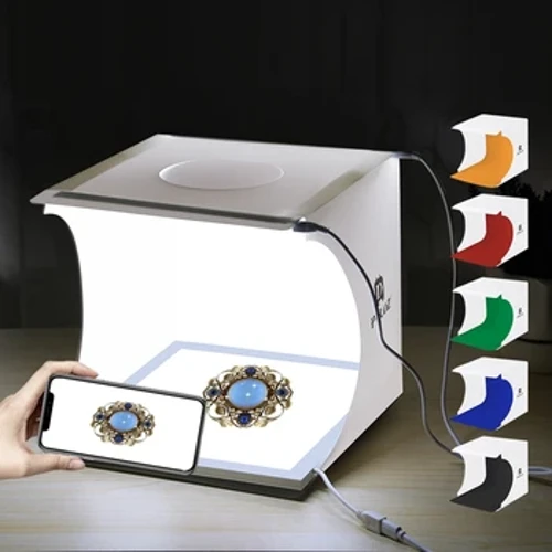 PULUZ 20cm Mini 2 LED Panel Argazki Kutxa Studio Itzalarik Gabeko Argi Lanpara Panel Pad + Studio Shooting Karpa Argi Zuria Karpa Kutxa Kit