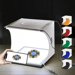 PULUZ 20 cm Mini 2 panneaux LED boîte Photo Studio lumière sans ombre panneau de lampe + tente de prise de vue en Studio boîte à lumière blanche Kit de boîte de tente