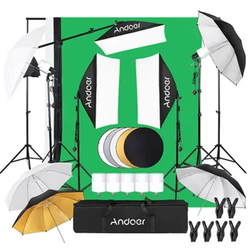 Andoer Softbox Kit de lumière Kit de photographie de Studio avec support de lumière Softbox pour produit portrait photographie de mariage diffusion en direct