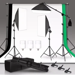 Fotografie Kit Achtergrond Frame Ondersteuning Softbox Verlichting Fotostudio Apparatuur Met 3 Stuks Achtergrond En Cantilever Statief