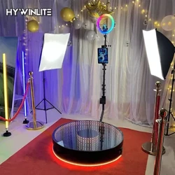 EU puka 360 Hale Kiʻi LED aniani 360 Degree Rotating Picture Selfie Magic Automatic Video Booth no nā hanana pāʻina male.