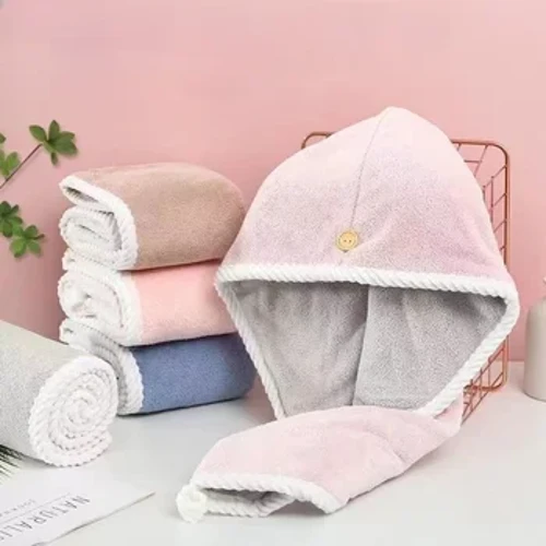 Dvojvrstvová čiapka na sušenie vlasov Coral Velvet Super absorpčný uterák na sušenie vlasov Rýchly mäkký uterák do sprchy