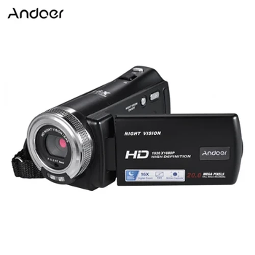 Andoer V12 1080P Full HD Bideo Kamera 16X Zoom Digitala Bideokamera eramangarria Gaueko Ikuspegia Aurpegia detektatzeko Bideokamera