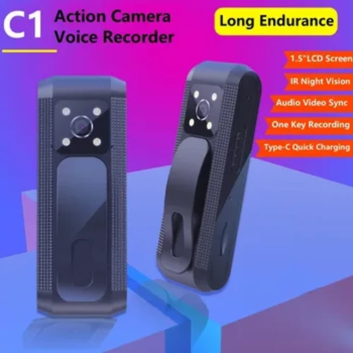 C1 1080P Chwaraeon HD Mini Camera Symudol Clip Cefn Clip Fideo Digidol Recordydd Fideo Digidol BodyCam Gweledigaeth Nos Isgoch Camcorder Heddlu