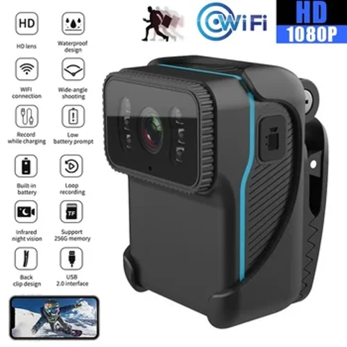 CS02 1080P HD Cameră portabilă de acțiune pentru corp WiFi DV Cameră video Suport înregistrare în buclă Card TF Cameră de vedere nocturnă MP4 Video Dropship