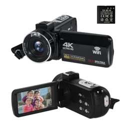 4K Camcorder Ultra HD 56MP Video Blog Camcorder no YouTube 18X Kikohoʻe Camcorder IR Night Vision WiFi Camcorder