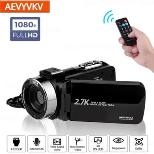Nachtsicht 2K Camcorder 16-facher Zoom Infrarot Vlogging-Videokamera für Youtube 2,7K 48MP Tragbarer digitaler Recorder Live-Streaming